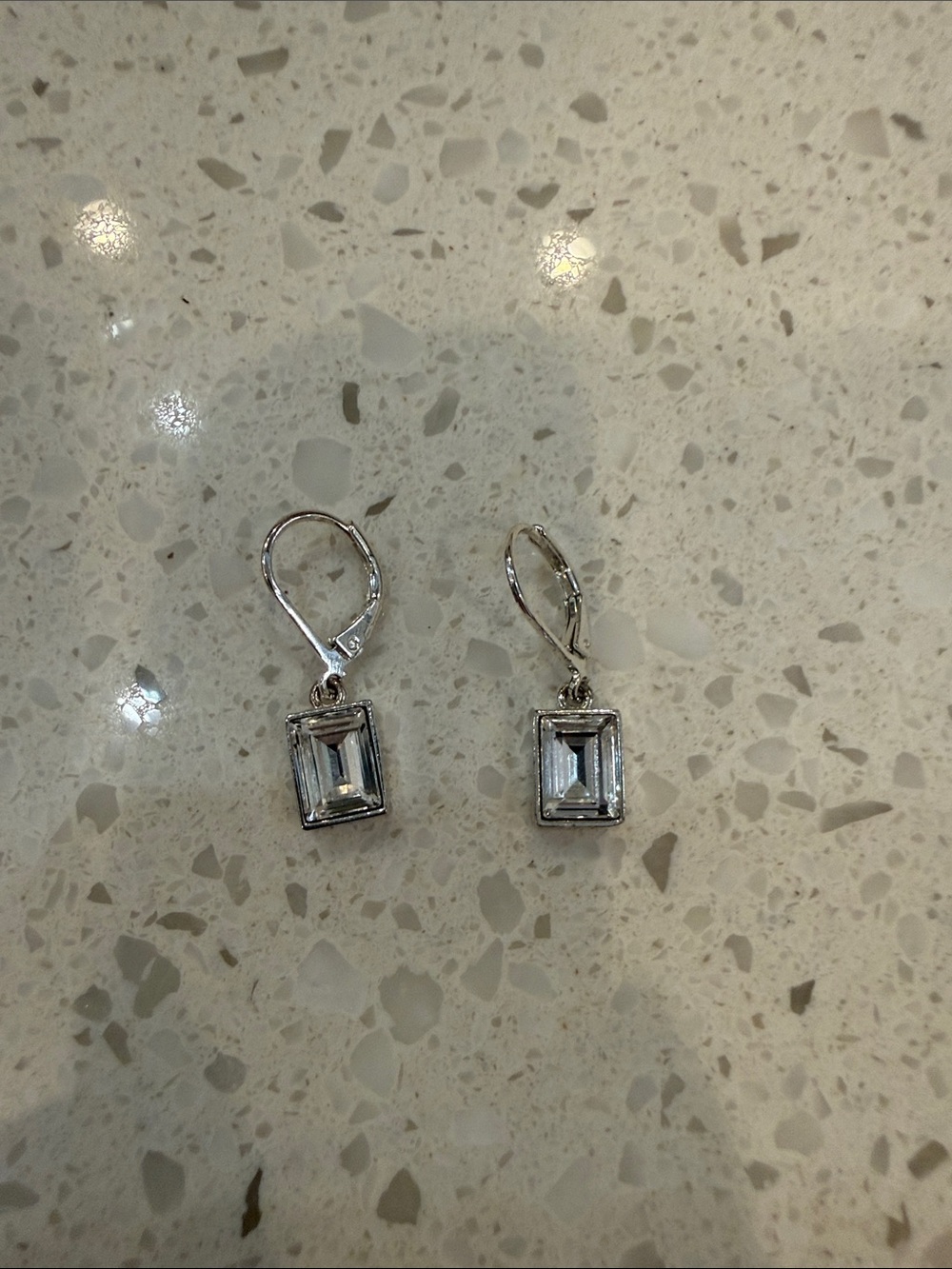 Givenchy Classic Silver Clear Crystal Drop Earrings - Elegant Women Jewelry